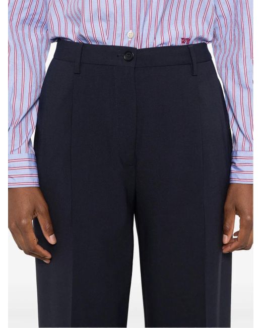 Aspesi Blue Virgin Wool Tailored Straight-Leg Trousers