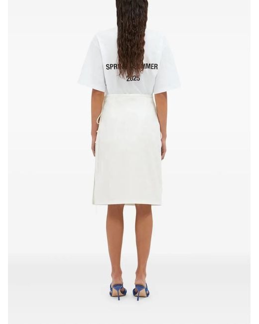 MSGM White Circle-Appliqué Wrap Mini Skirt