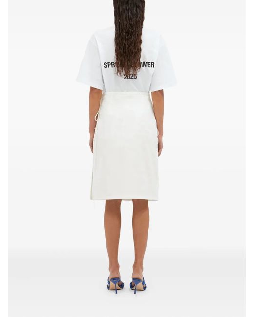 MSGM White Circle-Appliqué Wrap Mini Skirt