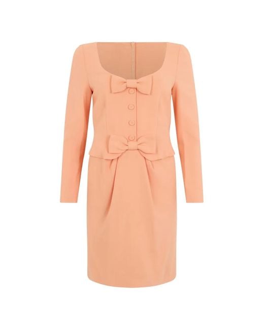 Moschino White Bow-Detail Long-Sleeve Mini Dress