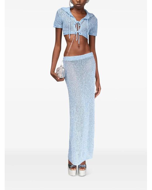Area Blue Maxi Sequin-Embellished Skirt