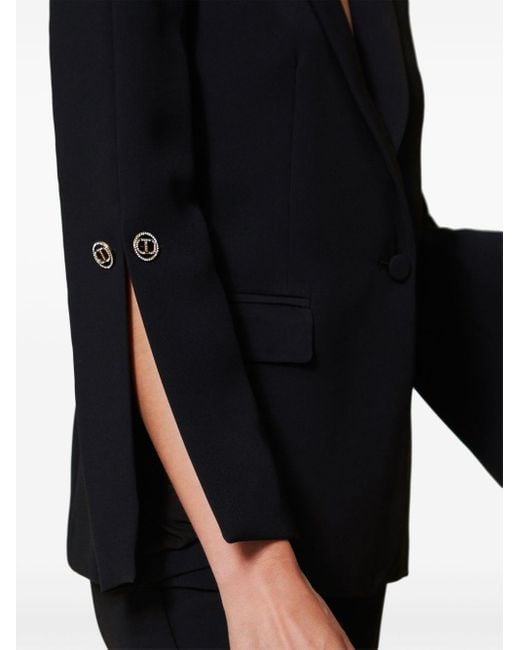 Twin Set Black Cady Single-Breasted Blazer