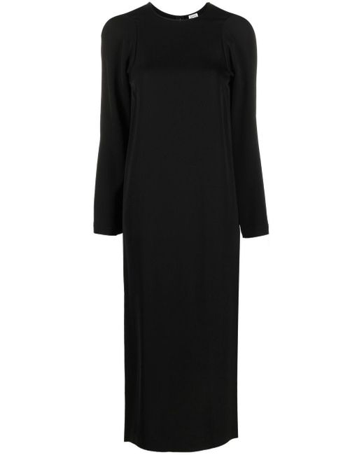 Totême  Black Slouched-shoulder Midi Dress