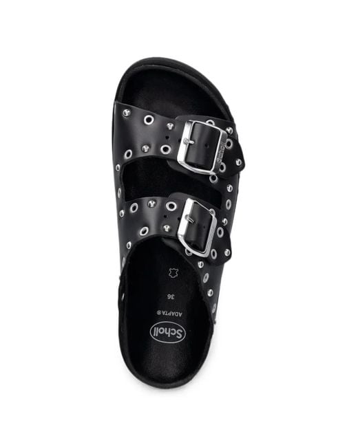Scholl Black Beatriz Ring Eyelet-Embellished Studded Slides
