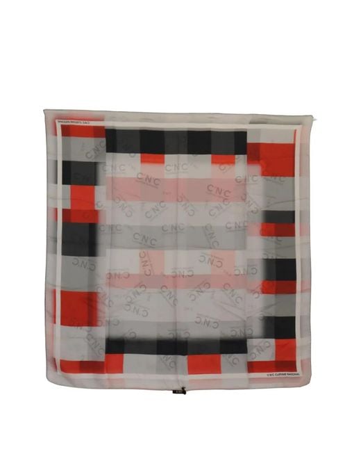 CoSTUME NATIONAL Gray Geometric-Pattern Silk Scarf