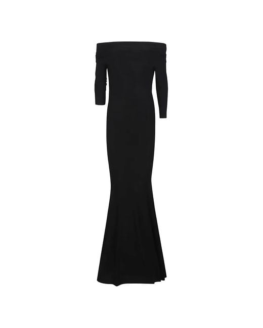 Norma Kamali Black Off-Shoulder Long-Sleeve Dress