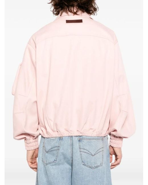Feng Chen Wang Pink Logo-Patched Long-Sleeve Bomber Jacket for men