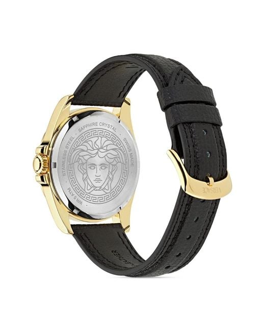 Versace Blue Ronda Mixed-Dial Leather Watch for men