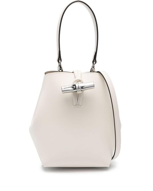 Longchamp Le Roseau Mini Bucket-tas in het White