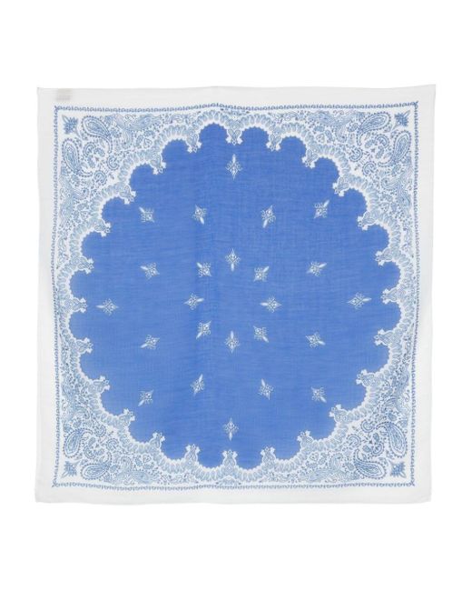 Destin Blue Paisley-print Cotton Scarf for men
