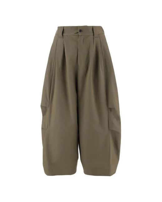 Niccolò Pasqualetti Green Pleated Wide-Leg Trousers