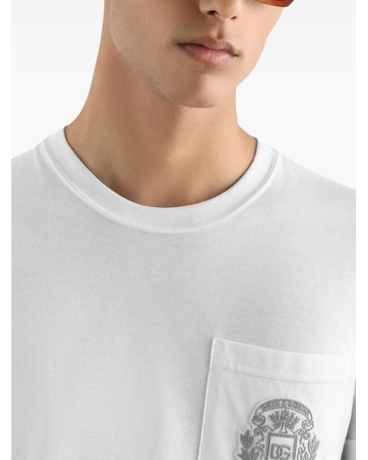Dolce & Gabbana White T-Shirt With Embroidery for men