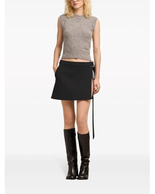 AMI Black Wrap Virgin Wool Miniskirt