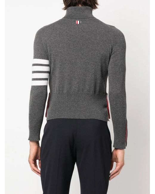 Thom Browne Gray 4-Bar Stripe Cashmere Turtleneck for men