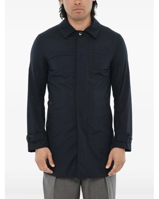 Woolrich Blue Concealed-Fastening Jacket for men