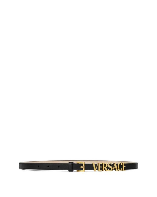 Versace White Logo-Print Leather Belt