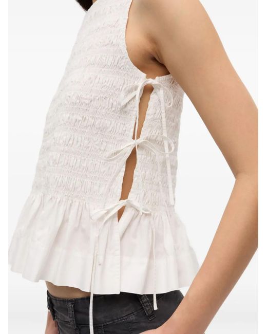 Ganni シャンブレーシアサッカートップ White
