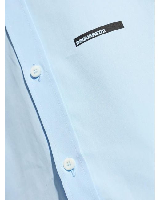 Camicia Con Applicazione Logo di DSquared² in Blue da Uomo