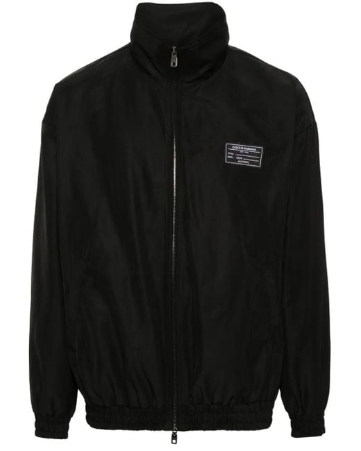 Dolce & Gabbana Black Logo-Appliqué Bomber Jacket for men