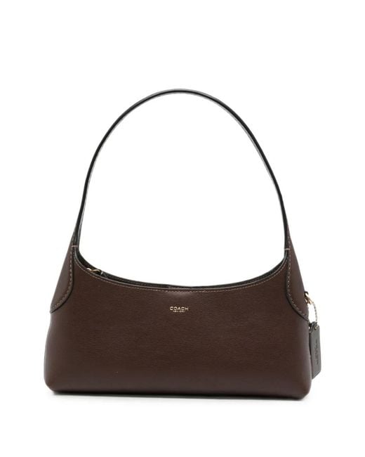 COACH Brown Logo-Print Shoulder Bag