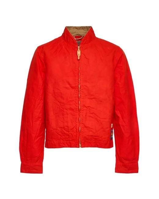 Ceccarelli Red Sugarkane Zip Cotton Bomber Jacket for men