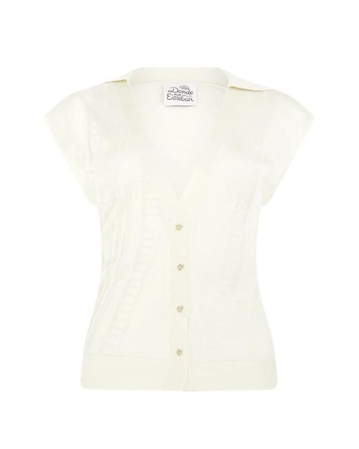 Donde Esteban White Chemise Guayabera En Maille Pointelle