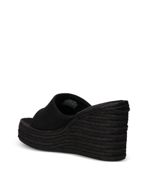 Calvin Klein Black Logo-Plaque Wedge Espadrilles