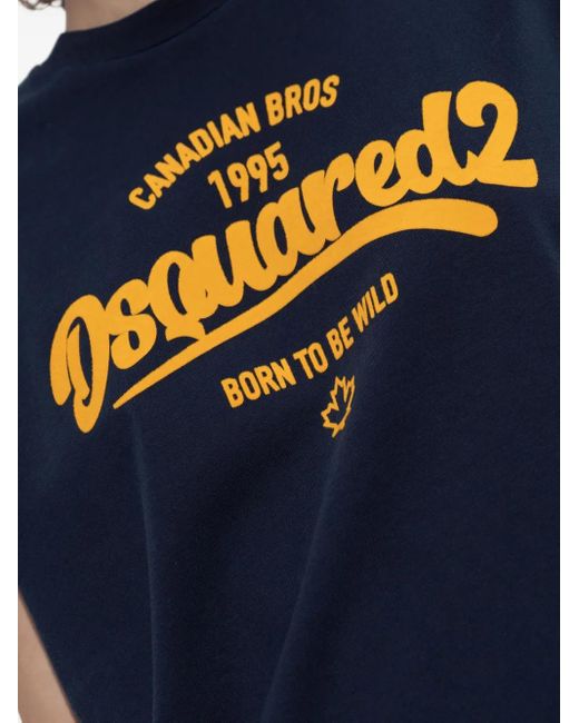 DSquared² Blue Canadian Bros-Print T-Shirt