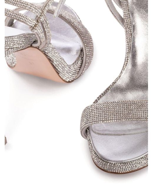Le Silla Metallic Gwen Rhinestone-embellished Leather Sandals