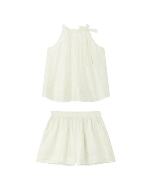 B+ AB White Bow-Detail Sleeveless Blouse And Shorts Set
