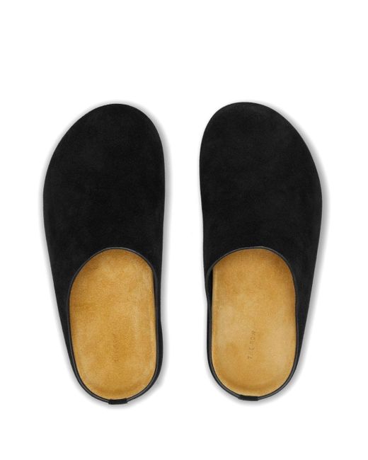 The Row Black Hugo Suede Slippers