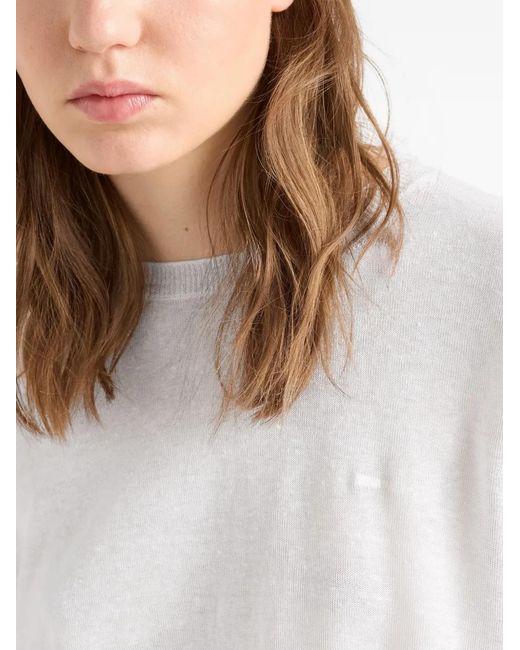 Prada White Long-Sleeved Linen T-Shirt
