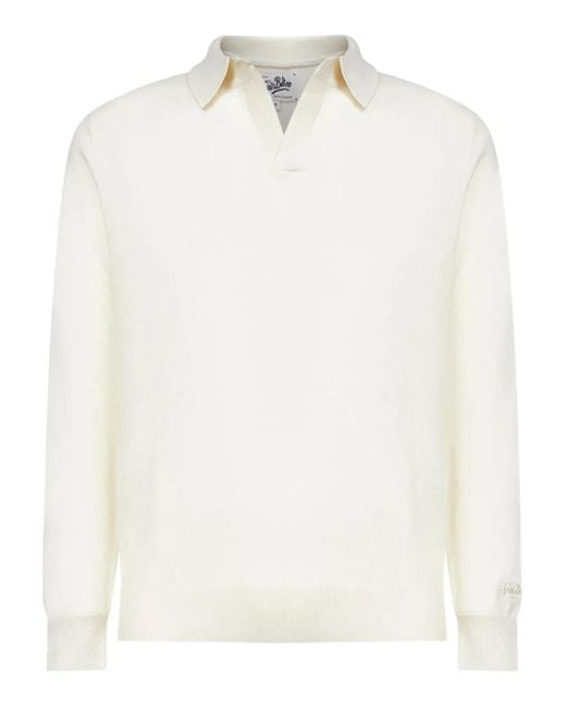Polo de canalé con bordado Mc2 Saint Barth de hombre de color White