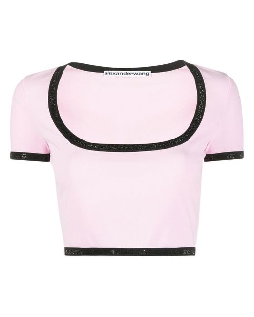 Alexander Wang Cropped-T-Shirt in Pink | Lyst AT