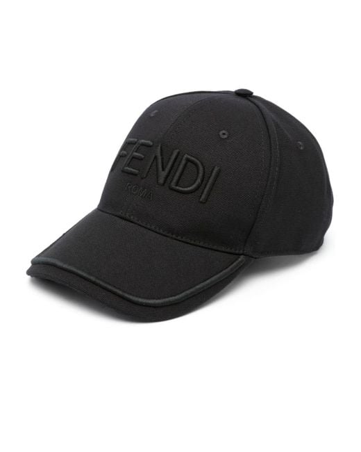 Fendi Black Logo-embroidered Baseball Cap for men