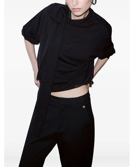 Liu Jo Black Top With Scarf Detail