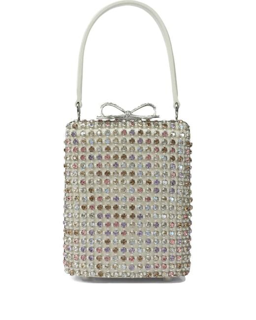 Self-Portrait White Crystal-Embellished Mini Bag