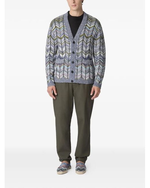 Missoni Gray Chevron-Pattern Cardigan for men