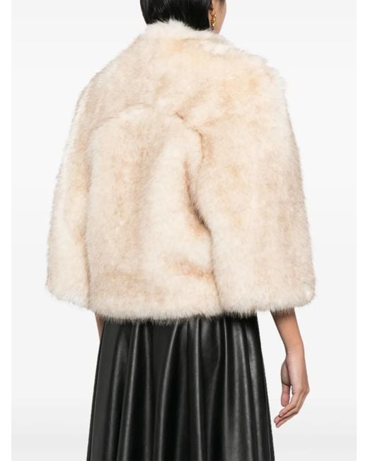 Saiid Kobeisy Natural Cropped Faux-Fur Jacket