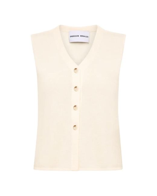 EMERSON RENALDI Natural V-Neck Button-Up Vest