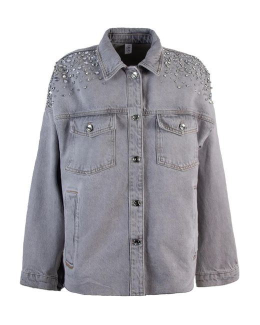 Giacca Denim Con Cristalli di Liu Jo in Gray