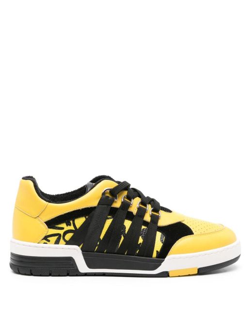 Moschino Yellow Strap-detailing Leather Sneakers for men