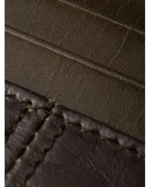 Prada Brown Triangle-Logo Leather Card Holder for men