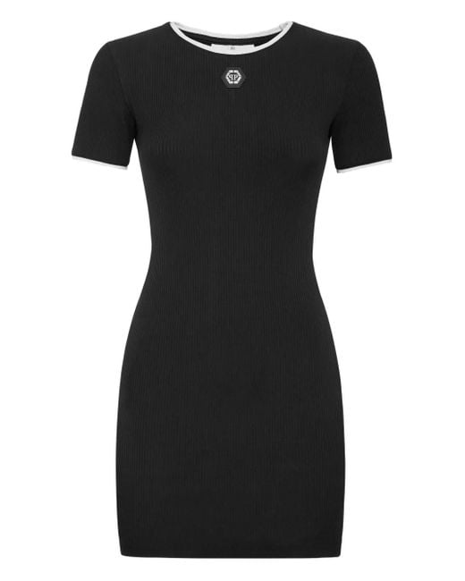 Philipp Plein Black Short Dress Mini Sleeves