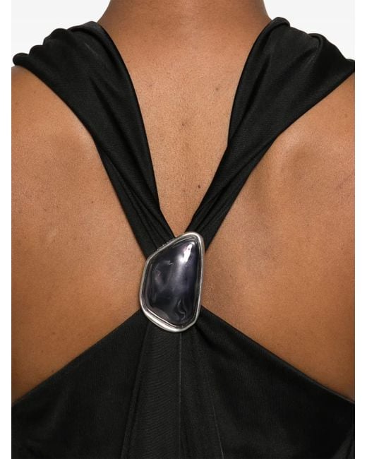 Lanvin Black Crystal-Detail Mini Dress
