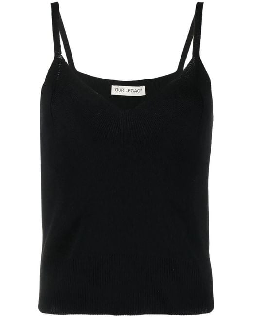 Our Legacy Black Ribbed-Knit Singlet Top