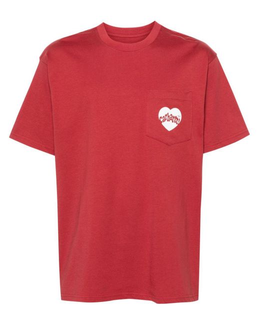 Carhartt Red Amour Logo-print T-shirt for men