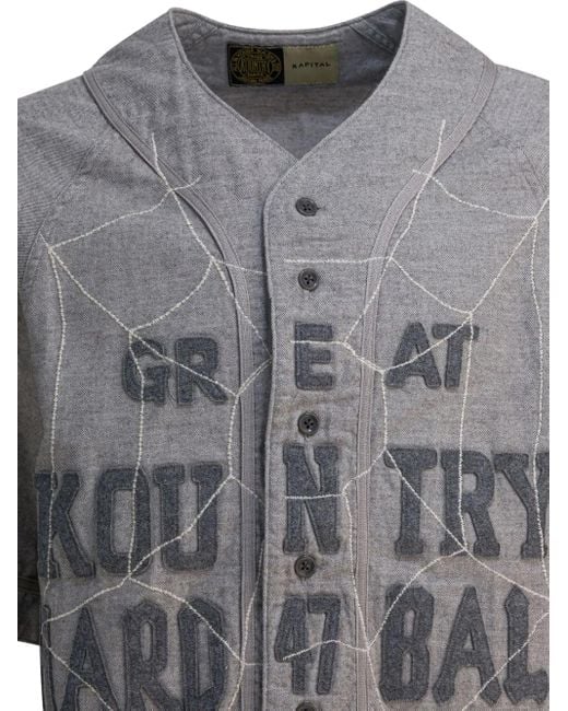 Kapital Gray Text-Print Buttoned Shirt for men