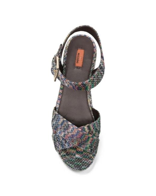 Missoni Gray Zigzag-Knit Platform Sandals