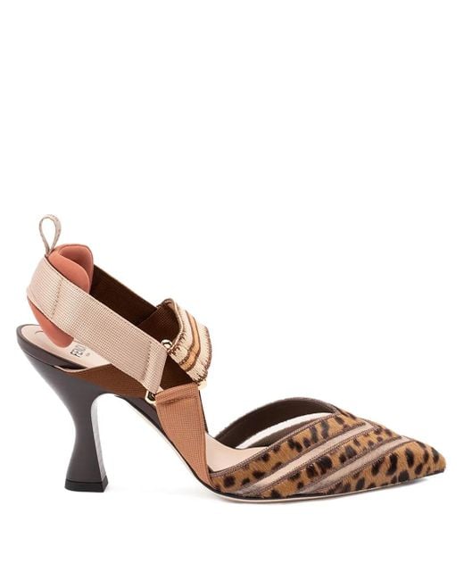 Fendi Brown 85Mm Colibrì Leopard-Print Pumps